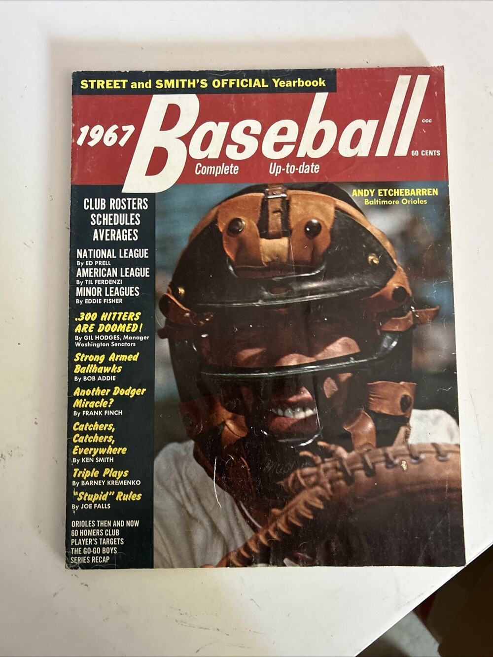 1967 STREET AND SMITH'S BASEBALL MAGAZINE - ANDY ETCHEBARREN COVER - J 7695